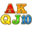 The low-paying A, K, Q, J and 10 card symbols in Mega Moolah.